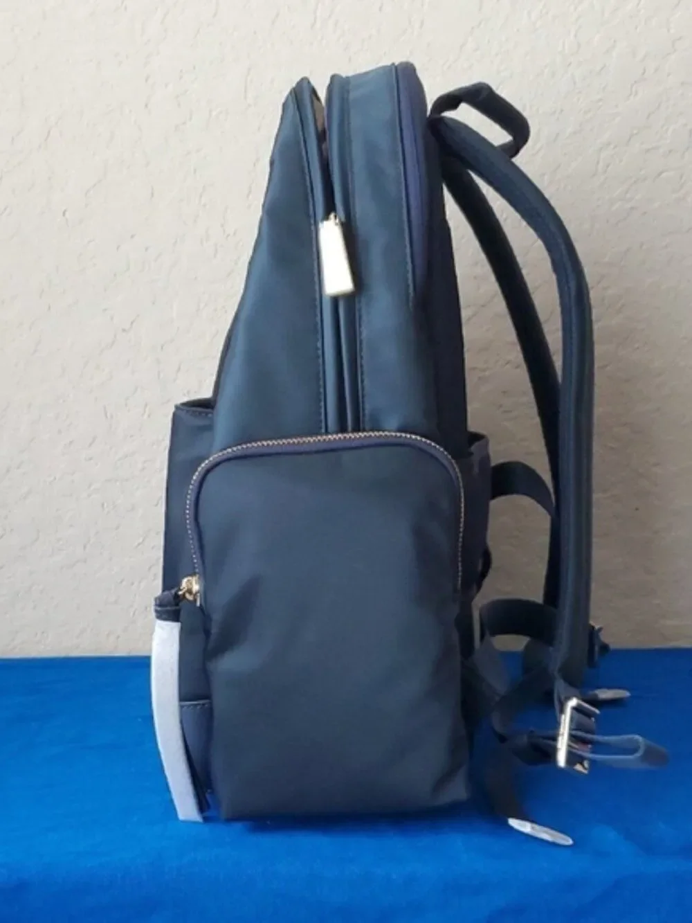 NWT Michael Kors Prescott Large Backpack Navy Blue Nylon Gold Zipper Unisex